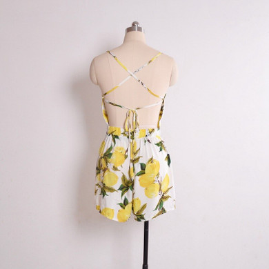 Sexy Backless Lace Up Floral Print Off Shoulder Boho Bohemian Rompers