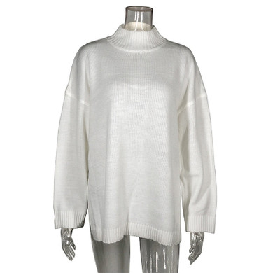 Knitwear Solid White Long Jumper Casual Boho Bohemian Sweaters