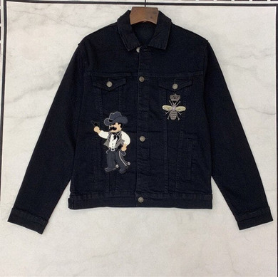 black high quality embroidery denim jackets