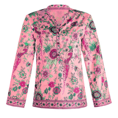 Flower V neck Long Sleeve Peacock Print Bohemian Blouse Shirts