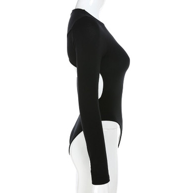 Black Back Cut Out Sexy Rave Bodysuit