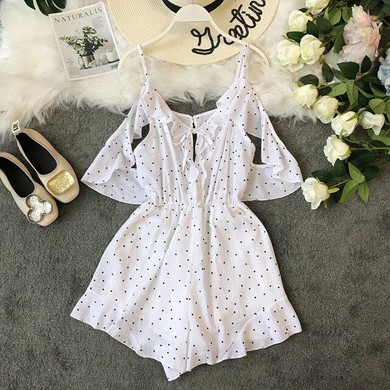 Floral Print Elastic Waist Tiered Ruffle Boho Bohemian Rompers