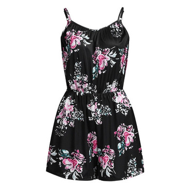 Print Sleeveless V Neck Rompers