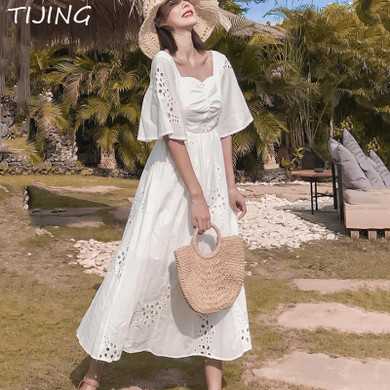Bohemian Lace Maxi Kawaii White Dresses