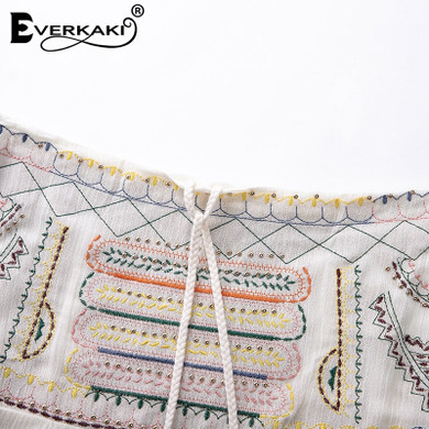 Embroidery Cotton Lace Up Casual Boho Bohemian Skirts