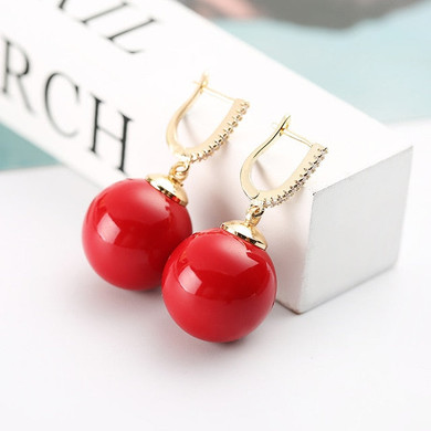 Gold Silver Color Big Ball with Pearl Drop Earrings