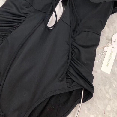 Thin Shoulder Black Deep V neck Sexy Tight Bodysuit