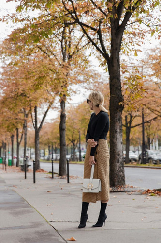 Retro High Waist Asymmetry Woolen Midi Skirt