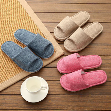 Linen Slip-On Flat Heel House Comfy Slippers