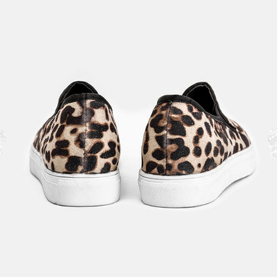 Women Plus Size Flat Heel Slip On Leopard Loafers