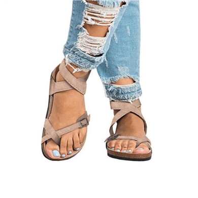 Cross Band Clip Toe Buckle Sandals