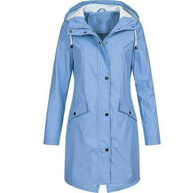 Women's hooded windbreaker zipper trench coat waterproof