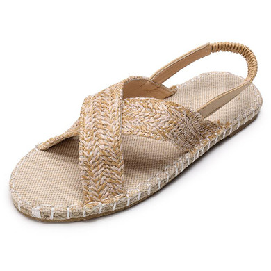 Espadrille Hemp Rope Elastic Band Shallow Flat Sandals