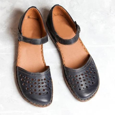 Low Heel Wrap Ankle Strap Buckle Hollow Out Sandals