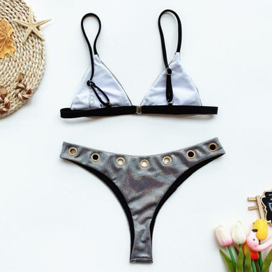 Sexy Triangle Swimsuit Female Two Piece Silver Bikini