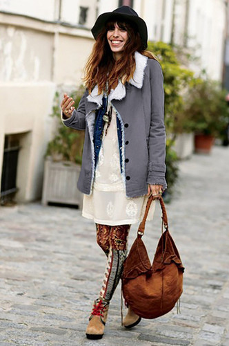 Women's Winter Gray Lapel Collar All Denim Wool Warm Coat