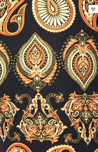 Paisley Orange and Black PS Legging