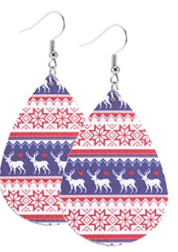 Moose and Snowflake Teardrop Earring