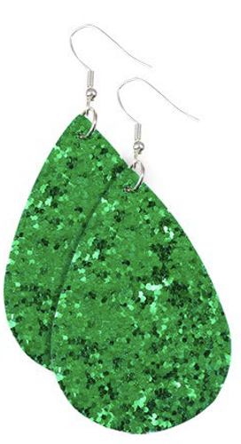 Green Glitter Teardrop Earring