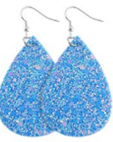 Blue Glitter Teardrop Earring