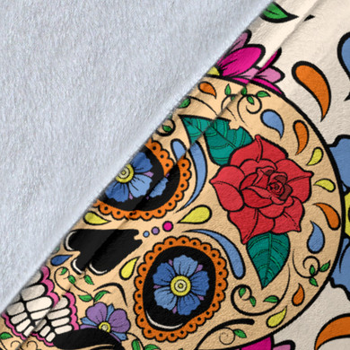 Flower Sugar Skull Throw Blanket