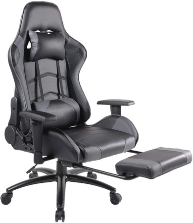 Ergonomic Swivel Gaming Chair With High Back PU Leather And Headrest