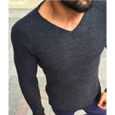 Solid Slim Fit  V-Neck Casual Sweaters