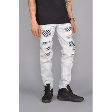Seena Rip and Repair Tapered Jeans (Light Indigo)