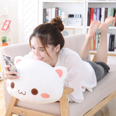 Kawaii Lying Cat Plush - Stuffed Cute Cat Pillow