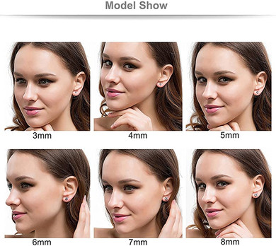Jewelry Women's Stainless Steel Round Clear Cubic Zirconia Stud Earring (6 Pairs)