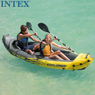 Intex Explorer K2 Kayak 2-Person Inflatable Set with Oars and Air Pump Yellow