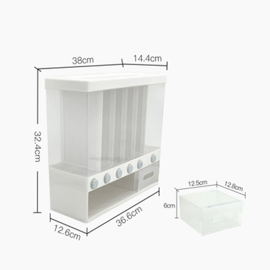Wall Mounted Divided Rice and Cereal 6 Dispenser
