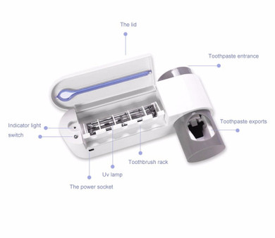 UV LIGHT TOOTHBRUSH HOLDER & PASTE DISPENSER