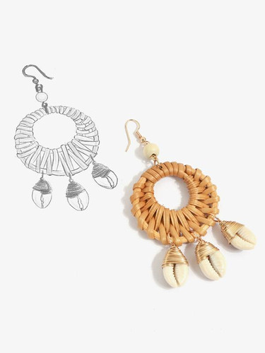 Shell Hollow Rattan  copper wire Earring Accessories