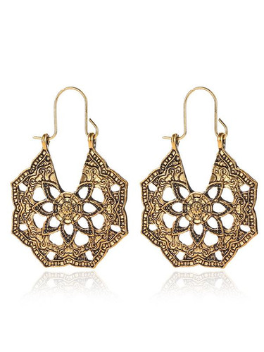 Vintage Metal Hollow Carved Earrings