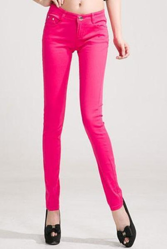 Candy Color Slim  Stretch Pants