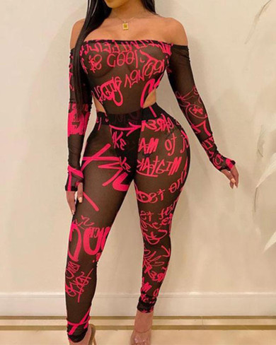 Mesh Two-Piece Jumpsuit Set