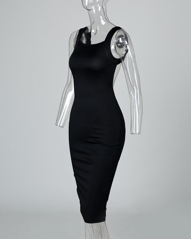 Open Back Slit Detail Bodycon Dress