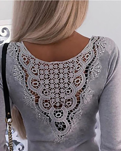 Solid Lace Hollow Out Bodycon Dress