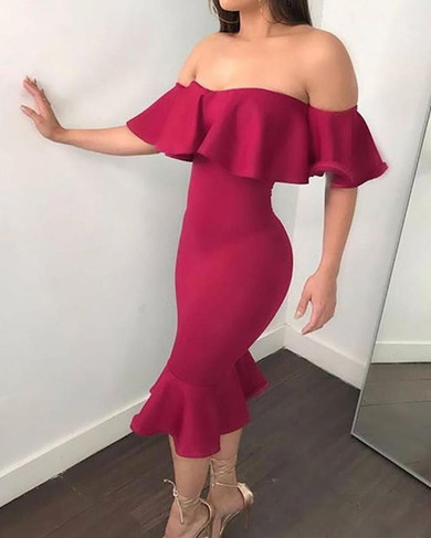 Sexy Flared Off Shoulder Bodycon Dress Sexy Flared Off Shoulder Bodycon Dress