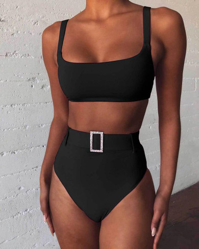 Thin Strap High Waist Bikini Set