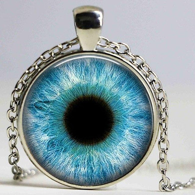 1 PC Glass Photo Jewelry Dragon Eye Necklace,Cat Eye pendant Necklace,Blue EyeGlass Dome Necklace jewelry