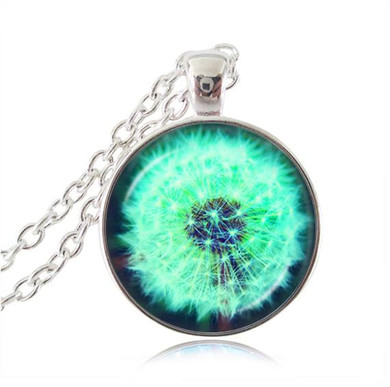 2017 Limited Real Collier Collares Pendant Necklace Dandelion Plated Chain Necklaces Glass Cabochon Natural Plant Jewelry HZ1