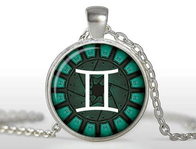 2017 New Arrival Limited Trendy Women Maxi Necklace Collares Collier Gemini Pendant Necklaces Glass Zodiac Sign Jewelry HZ1
