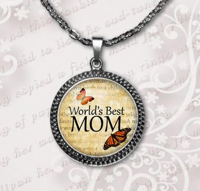 2017 Time-limited Limited Collier Collares Maxi Necklace World's Best Mom Necklaces Mother's D Jewelry Glass Dome Pendant HZ1