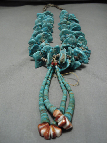Biggest Best Vintage Navajo Royston Turquoise Native American Necklace Old Biggest Best Vintage Navajo Royston Turquoise Native American Necklace Old