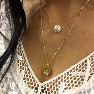 Dainty gold necklace, Minimalist necklace, ball pendant, Simple Silver Bead Necklace, Layering Necklace, Gift for her, Boho - AFN 106S