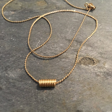 Dainty tube pendant necklace, Minimalist gold necklace, gold tube necklace, Layering Necklace, Gift for her, tiny bead pendant - AFN 107