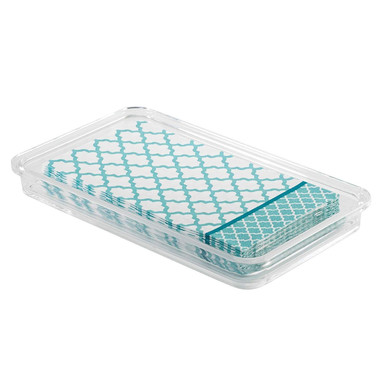 iDesign Clarity Plastic Guest Towel Tray, Non-Slip Vanity Board for Bathroom, Kitchen, Office, Craft Room, Countertops, 9.7" x 5.7" x 1", Clear