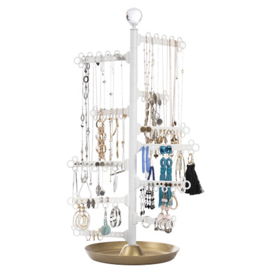 Jewelry Organizer ~ 12-Tier Stand ~ White/Gold